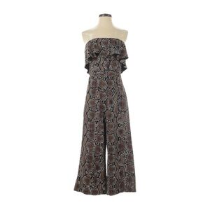Aritzia Babaton Strapless Snake Print Flutter Jumpsuit Brown Size 2